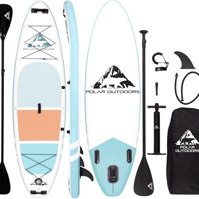 Polar Outdoors by Roc Inflatable Stand Up Paddle Board with Premium SUP Paddle Board Accessories, Wide Stable Design, Non-Slip Comfort Deck for Youth & Adults.