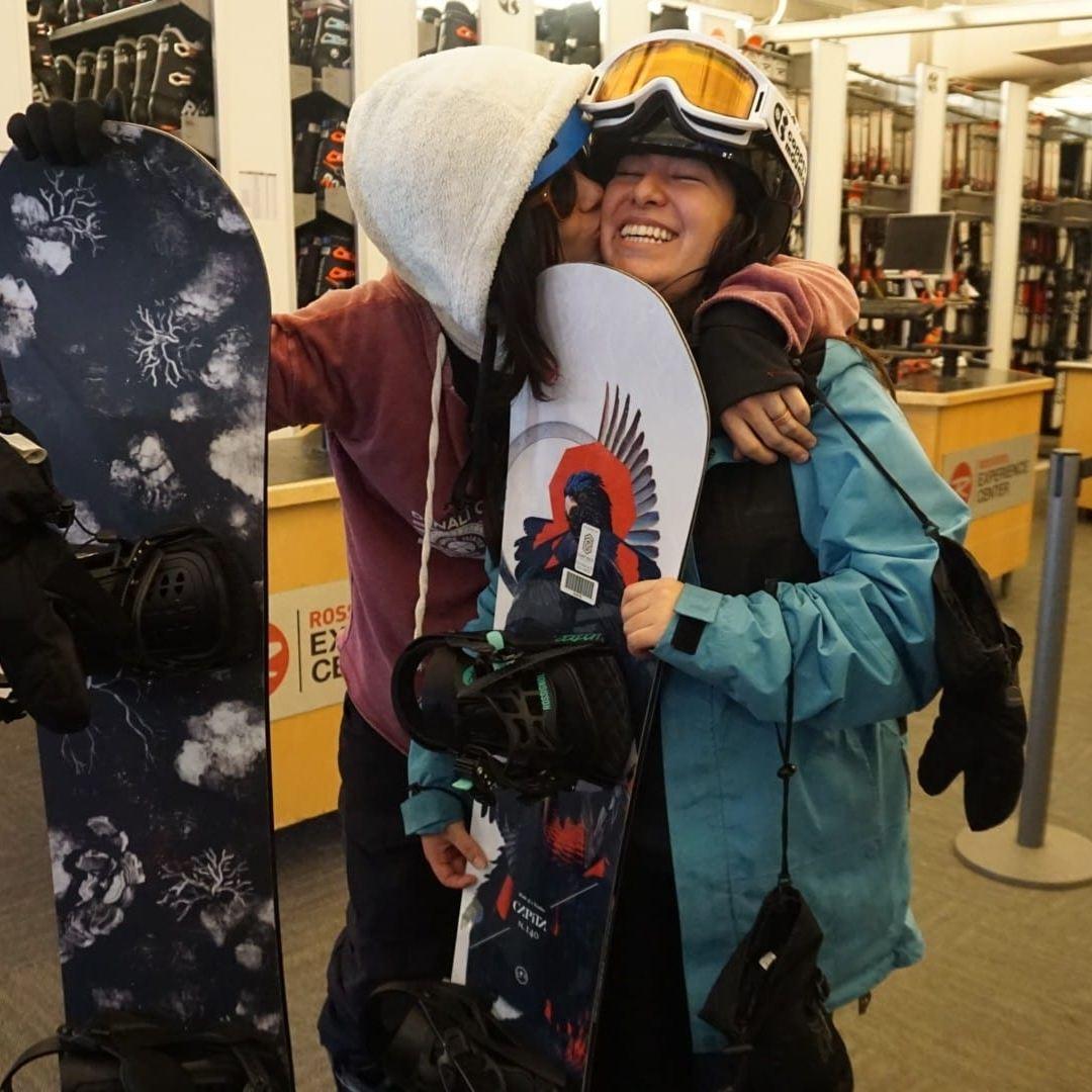 Our first time "snowboarding" together