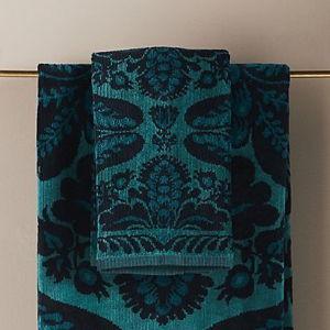Tova Cotton Velour Hand Towel in Dark Turquoise