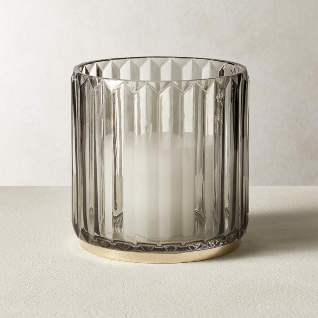 Taime Smoked Glass Hurricane Small