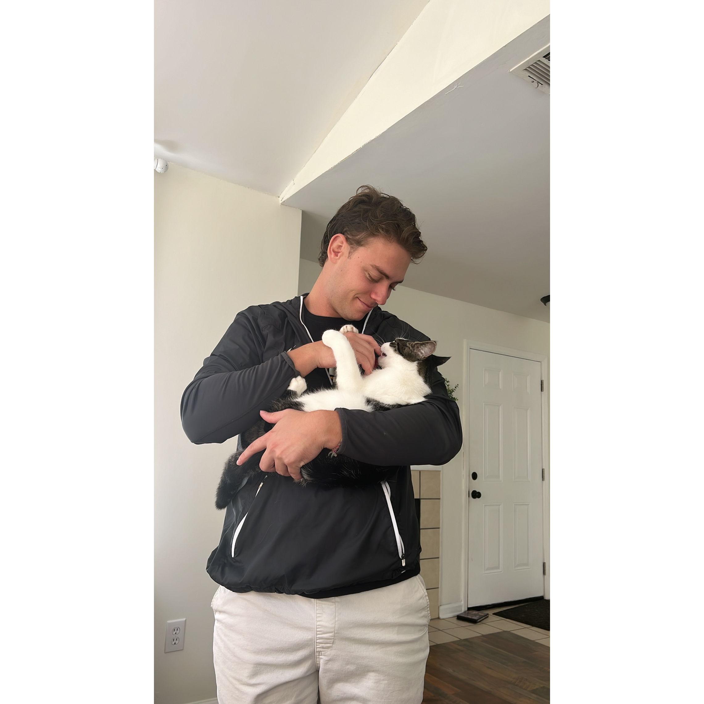 Connor with his cat, Bergy ❤️