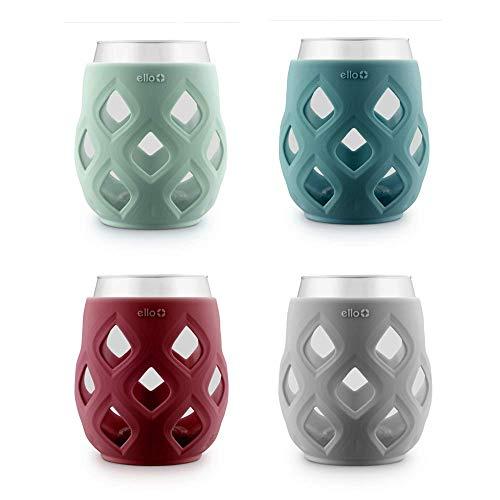 Ello Cru 17 Oz Stemless Wine Glass Set with Silicone Sleeves