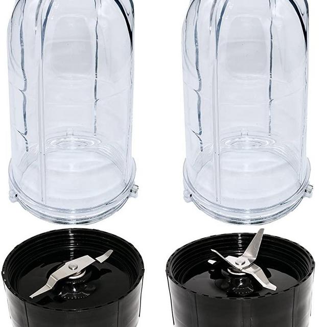 Blendin 2 Pack Tall Cups with Cross and Flat Blade Combo,Compatible with Original Magic Bullet Blender Juicer 250W MB-1001