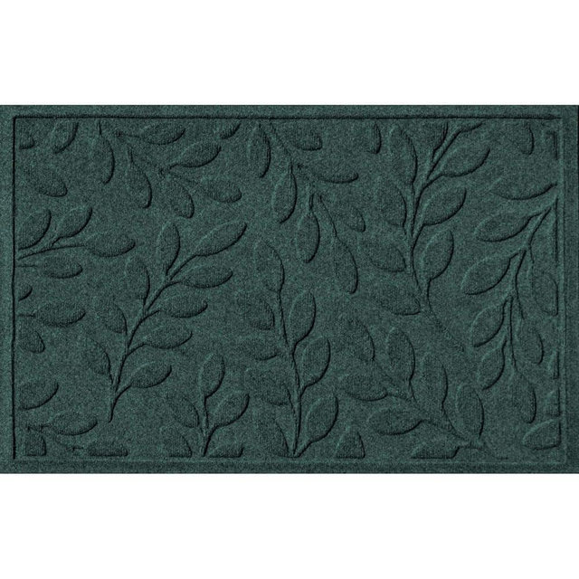 WaterHog Welcome Mat for Indoor/Outdoor, 2’ x 3’, Made in USA, Durable & Water-Resistant, Dirt Trapping Mat, Decorative Front Door and Entryway Rug, Brittney Leaf Design, Evergreen