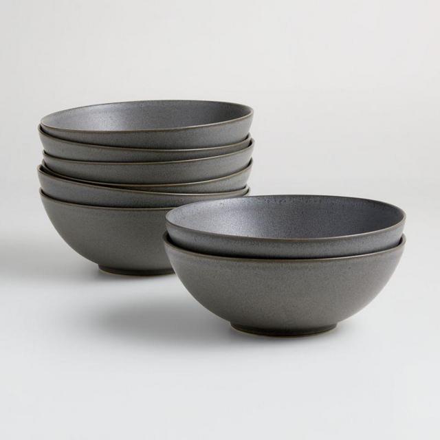 Craft 8" Charcoal Grey Bowls, Set of 8