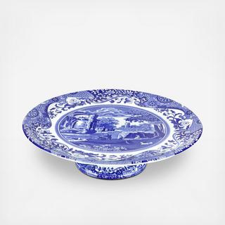 Blue Italian Footed Cake Plate