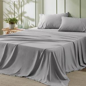 Bedsure King Size Sheets Set - 4 Pieces Soft King Sheets - Breathable & Cooling - Hotel Luxury - Easy Care Polyester Microfiber Bedding for Kids, Women, Men, Grey