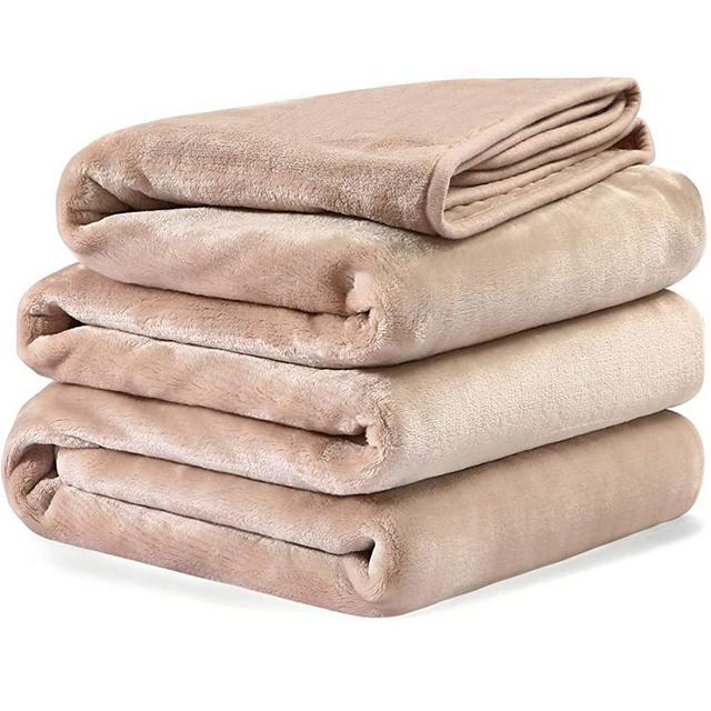 Fleece Blanket Queen King Twin Throw Size Soft Summer Cooling Breathable Luxury Plush Travel Camping Blankets Lightweight for Sofa Couch Bed (Taupe, Queen (90" x 90"))
