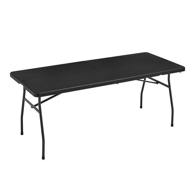 Amazon Basics Folding Table 6 ft with Carrying Handle, Indoor & Outdoor, Black