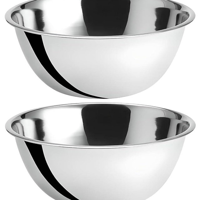 OCS Parts 8 Quart Mixing Bowls | Set of 2 | 13.25-Inch Stainless Steel Professional Grade Flat Base Mixing Bowls for Home and Commercial Kitchens