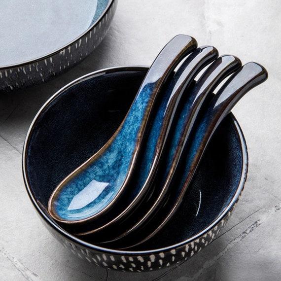 6Pc Japanese Style Ceramic Spoon Set