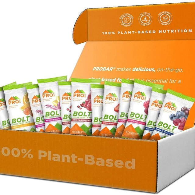 PROBAR - BOLT Organic Energy Chews, Variety Pack, Strawberry, Berry Blast, Orange, Raspberry, Pink Lemonade, Cranberry Pomegranate - Gluten-Free, USDA Certified Organic (12 Count) - Flavors May Vary