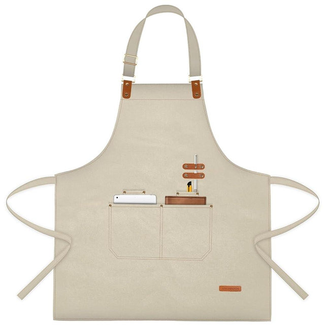 APRONPANDA Chef Apron for Men Women with Pockets Adjustable Strap, Water Repellent Apron for Cooking, Baking