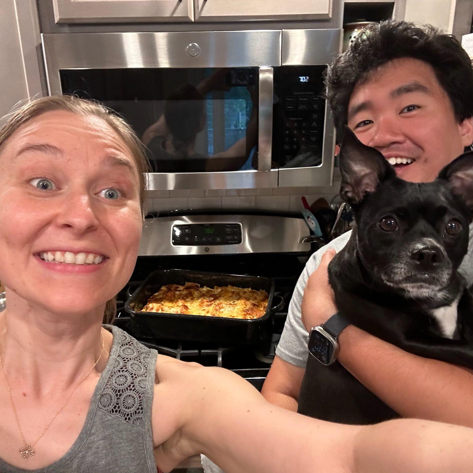 Our Memorial Day lasagna-making tradition! (with Marco overseeing our efforts)