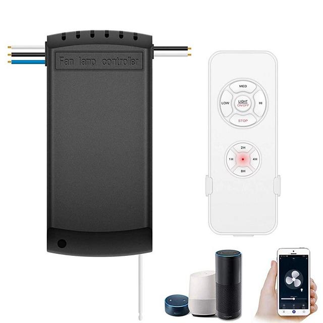 Smart WiFi Fan Switch Ceiling Fan and Light Remote Control Kit, WiFi Fan Controller Compatible with Alexa Google, Phone APP Control, No Hub Required, Universal Ceiling Fan Light Remote Control