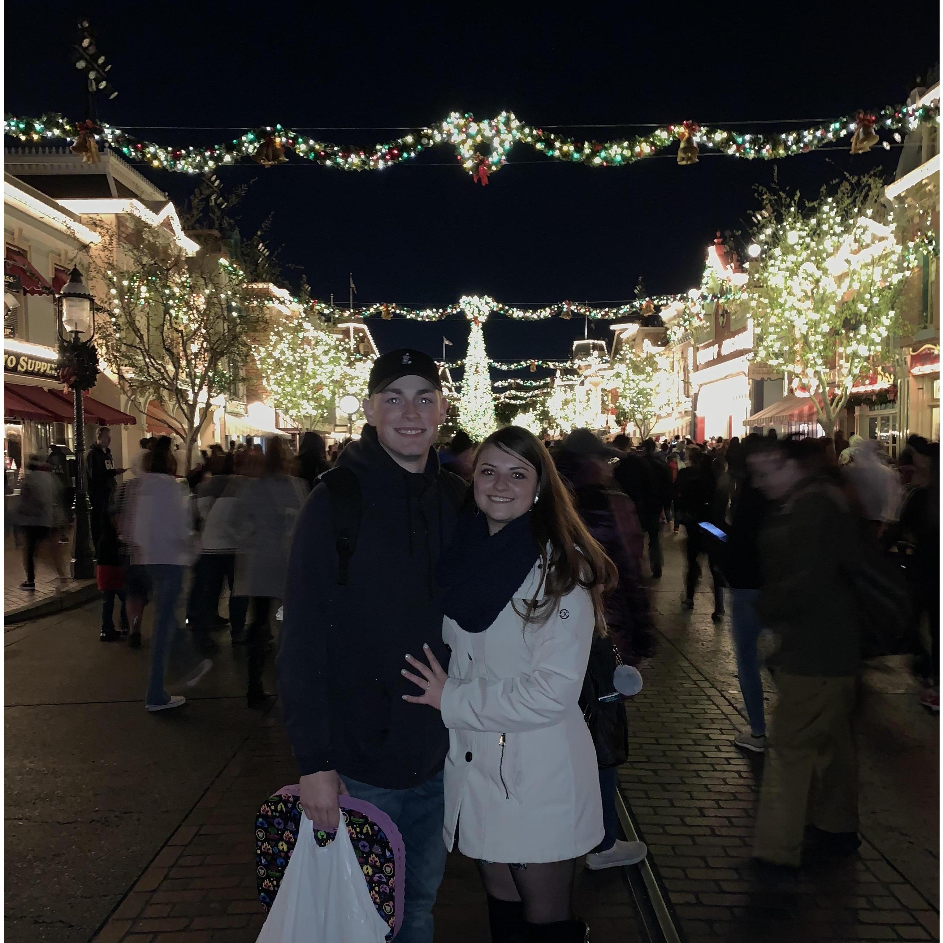 Photo on Main Street U.S.A at Disneyland after the proposal.