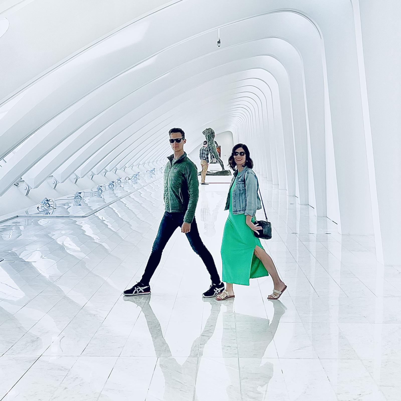Statuesque poses at the Milwaukee Art Museum.