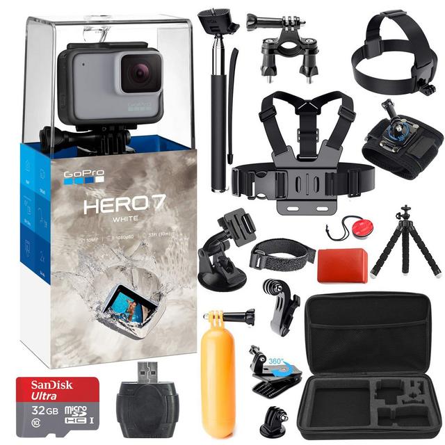 GoPro Hero 7 (White) Action Camera + 38 Piece Accessory Kit