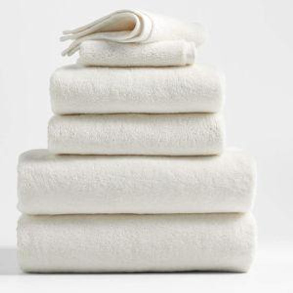 Organic Turkish Cotton Ivory Bath Towels, Set of 6