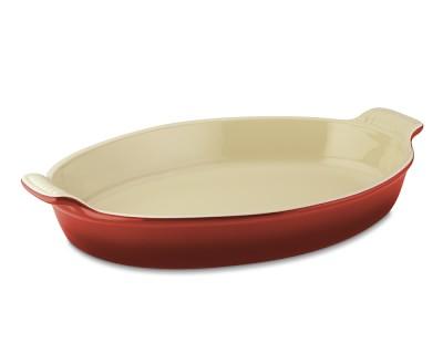 Le Creuset Heritage Stoneware Oval Gratin, 14", Red