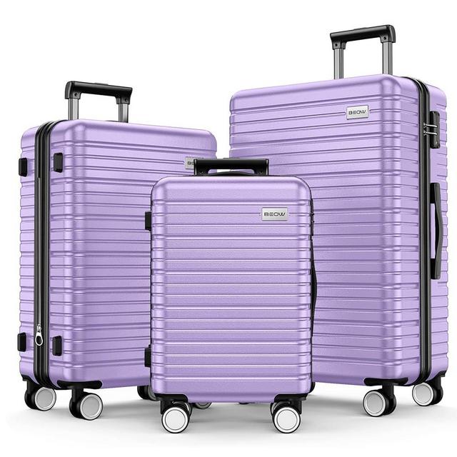 BEOW Luggage Sets 3 Piece, Expandable Luggage Sets with Spinner Wheels, TSA Lock Suitcases with Carry on Luggage (Lavender Purple, 20”24”28”)