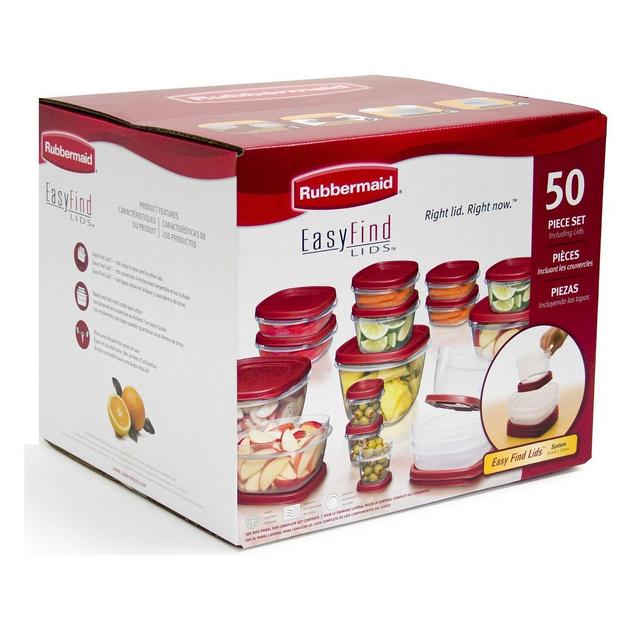 Rubbermaid Easy Find Lids Food Storage Containers, Racer Red, 50-Piece Set B002RSO2PW