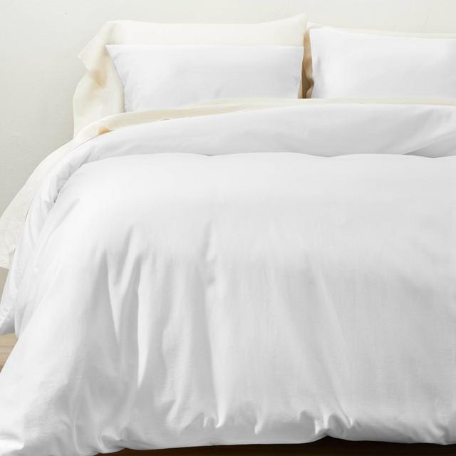 Full/Queen Supima Washed Sateen Duvet & Sham Set White - Casaluna™