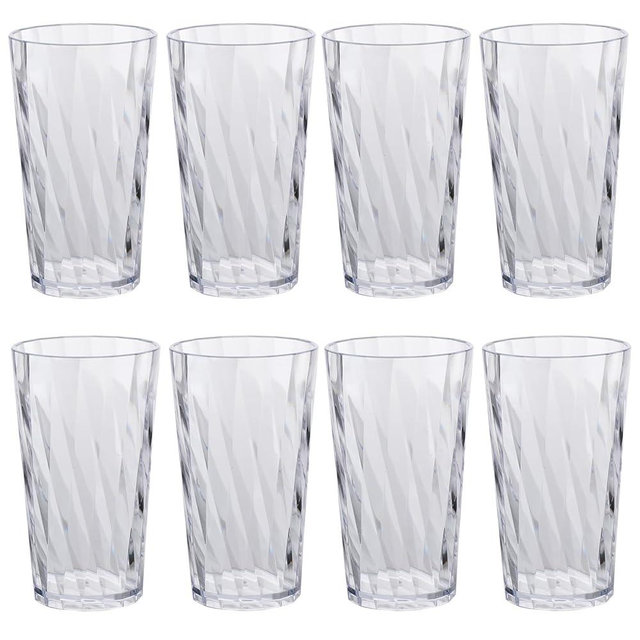 HONGBOLI unbreakable Plastic Drinking Glasses，set of 8, shatterproof drinking cups, plastic glass cups, 10 ozplastic Tumbler Cups, Dishwasher Safe (transparent)