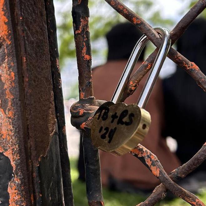 Our heart lock on the gates outside the Sacré-Cœur Basilica in France.
