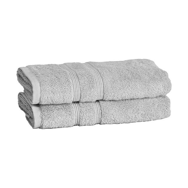 Mosobam Luxury Turkish Set of 2 Hand Towels 16X30 Light Grey (Gray) 700 GSM Bamboo Viscose & Aegean Turkish Combed Cotton