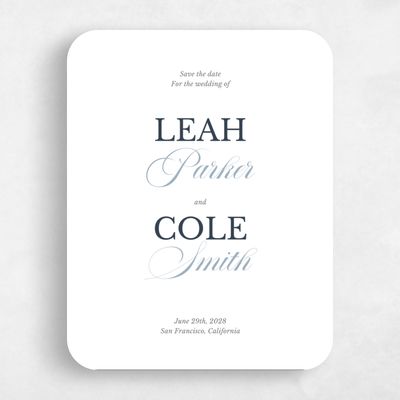White Rounded Wedding Save the Date - Ellis Portrait