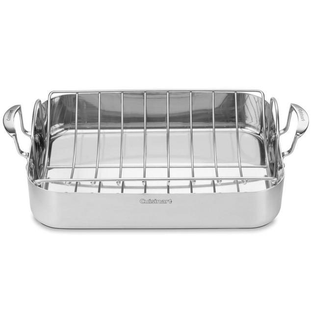 Cuisinart MultiClad Pro 16" Tri-Ply Stainless Steel Roasting Pan with Stainless Steel Rack-MCP117-16BR