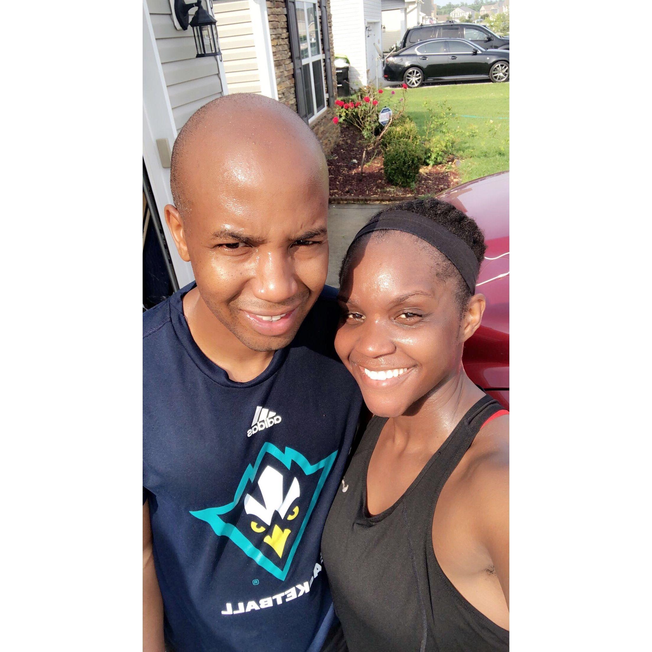 We had to get creative during COVID, so one of the things we did together was workout.