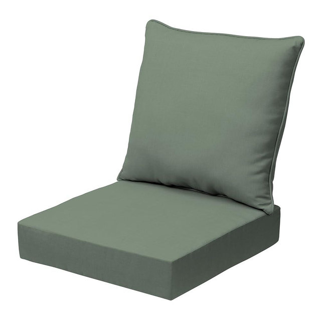 Arden earthFIBER Outdoor Deep Seat Cushion Set, 24 x 24, Rain-Proof, Fade Resistant, Deep Seat Bottom and Back Cushion for Chair, Sofa Sage Green Texture