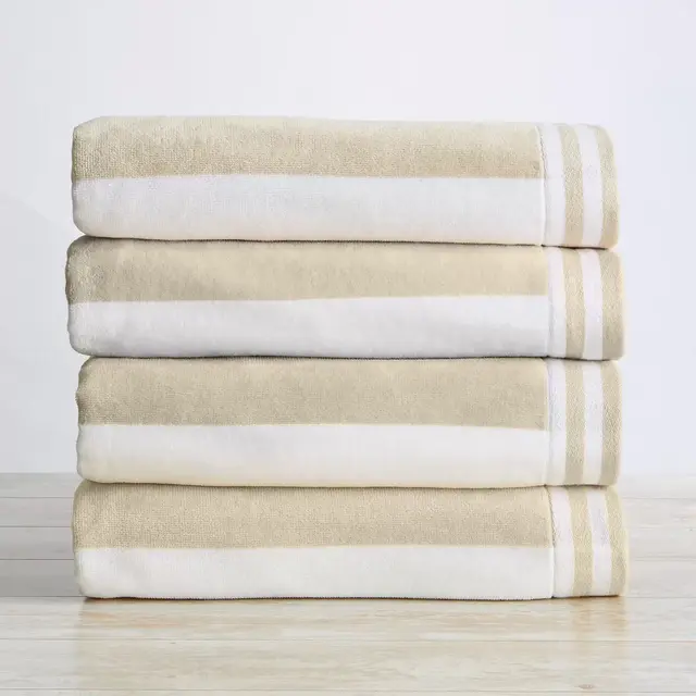 100% Cotton Cabana Striped 4 Pack Oversized Beach Towels - Great Bay Home