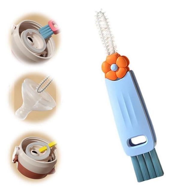 3 in 1 Cup Lid Cleaning Brush, 2024 Multifunctional Crevice Portable Cup Lid Cleaning Brush for Bottle Gap Tight Spaces Cup (B-Blue)