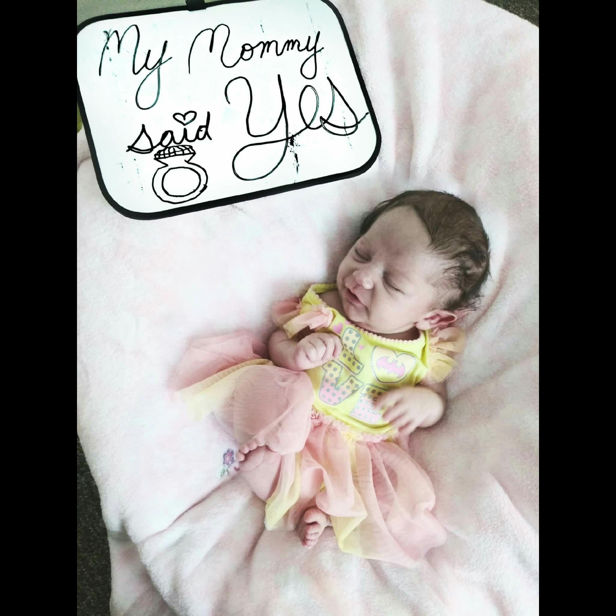 Baby Lilith announcing mommy and daddy's engagement.

•Aug. 25, 2018•