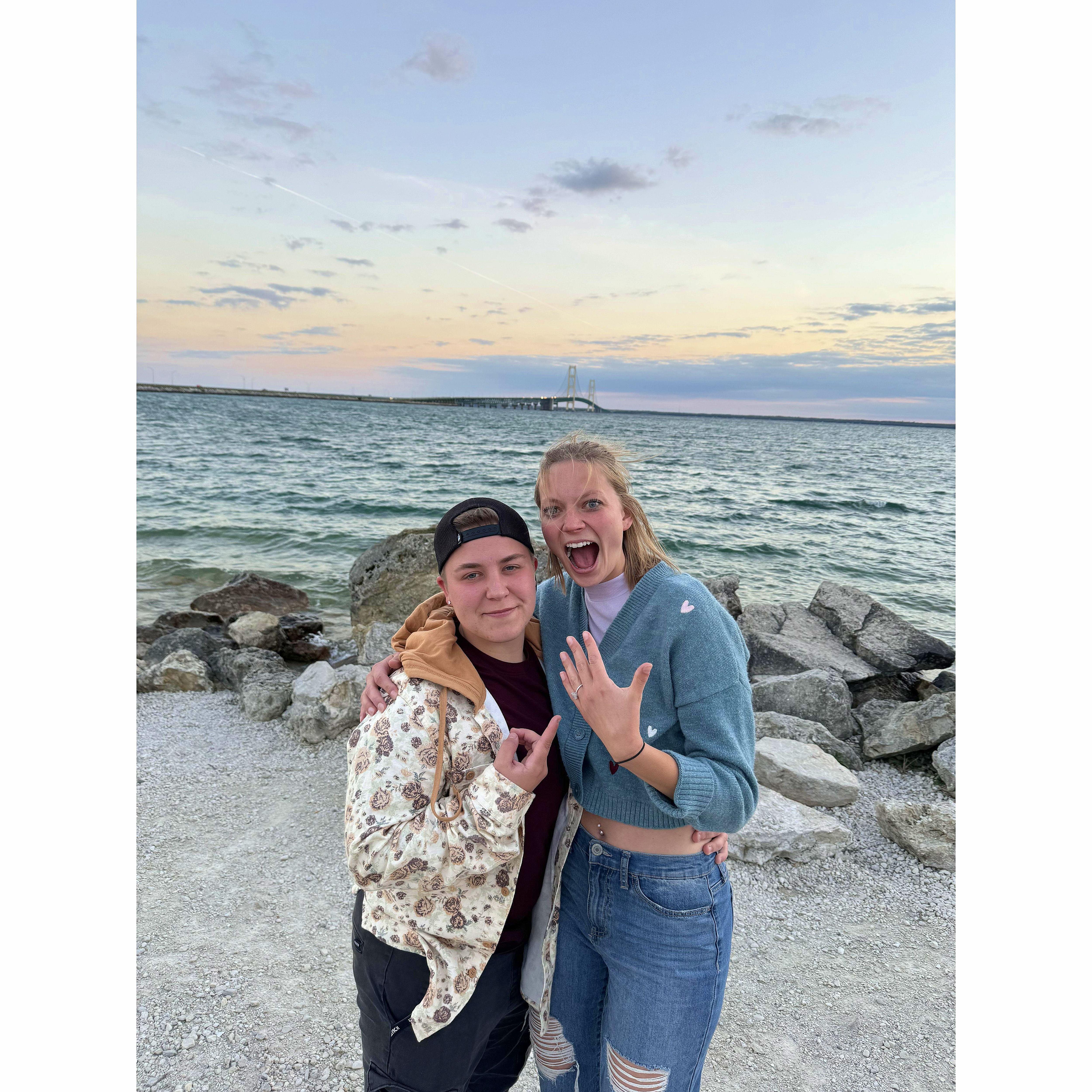 Kaylee proposed to Mattie at the '8th Wonder of the World' - the Mackinac Bridge in the Upper Peninsula.