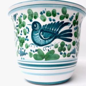 Deruta Arabesco Green 7″ Large Cachepot Planter WITH HOLE DRILLED IN THE BOTTOM <3