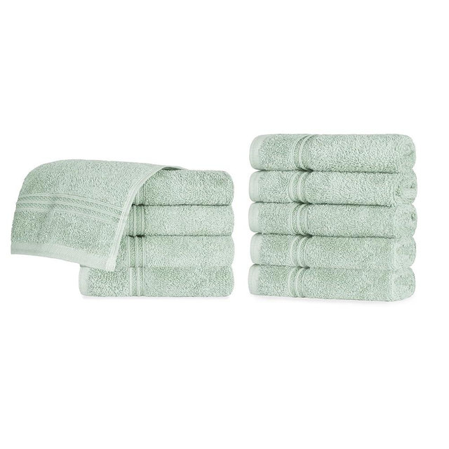 Superior Egyptian Cotton 10-Piece Face Towel Set , Small Towels For Facial, Spa, Quick Dry, Absorbent Towels, Bathroom Accessories, Guest Bath, Home Essentials, Washcloth, Airbnb, Sage