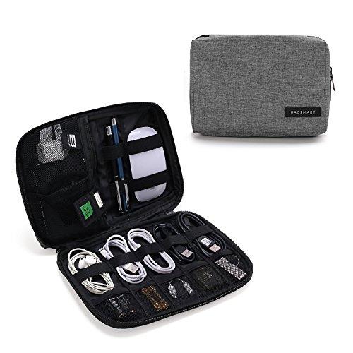 BAGSMART Electronic Organizer Small Travel Cable Organizer Bag for Hard Drives, Cables, USB, SD Card Grey