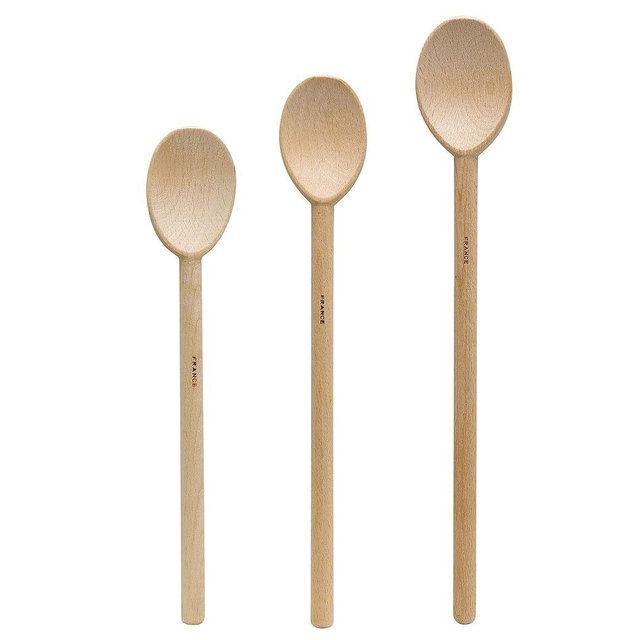 HIC Kitchen Classic French Beechwood Spoons, Made in France, Includes 10-Inch, 12-Inch, and 14-Inch, Set of 3
