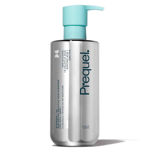 Prequel Gleanser + SA Non-Drying Salicylic Acid Cleanser - 13.5 fl oz: Fragrance-Free Gel for Face & Body, Ideal for All Skin Types