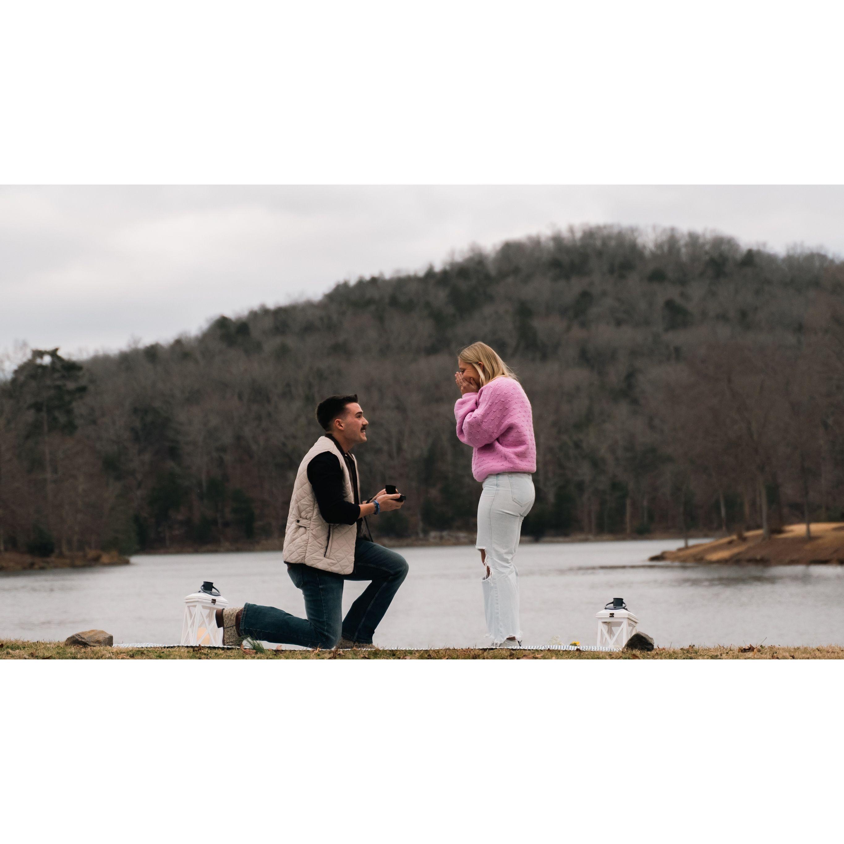 Nick proposed to me in the most meaningful place, the spot where we shared our first dance, our first kiss, and where we first said “I love you.”