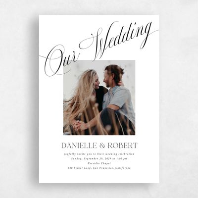 White Wedding Invitation - Hunter Photo