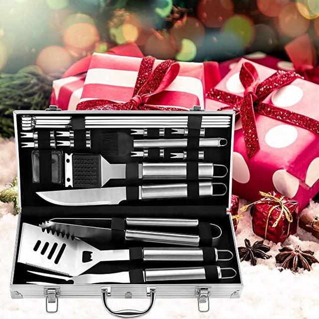 ROMANTICIST 20pc Complete Grill Accessories Kit with Cooler Bag - The Very Best Grill Gift on Birthday Wedding - Professional BBQ Accessories Set with Case for Outdoor Camping Grilling Smoking