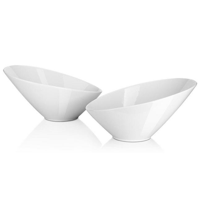 DOWAN 26-Ounce Porcelain Angled Salad Bowls, Set of 2