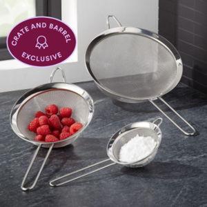Crate and Barrel Mesh Strainers, Set of 3