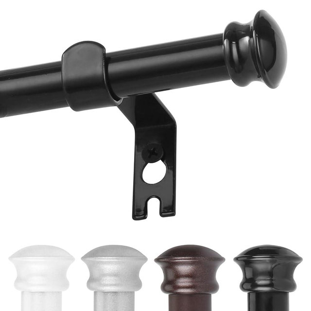CorkLatta Black Window Curtain Rods 30 to 88 Inches, Decorative 5/8 Inch Diameter Single Window Curtain Rod Set for Room Divider, Bedroom, Living room, Kitchen, Bathroom,With Brackets