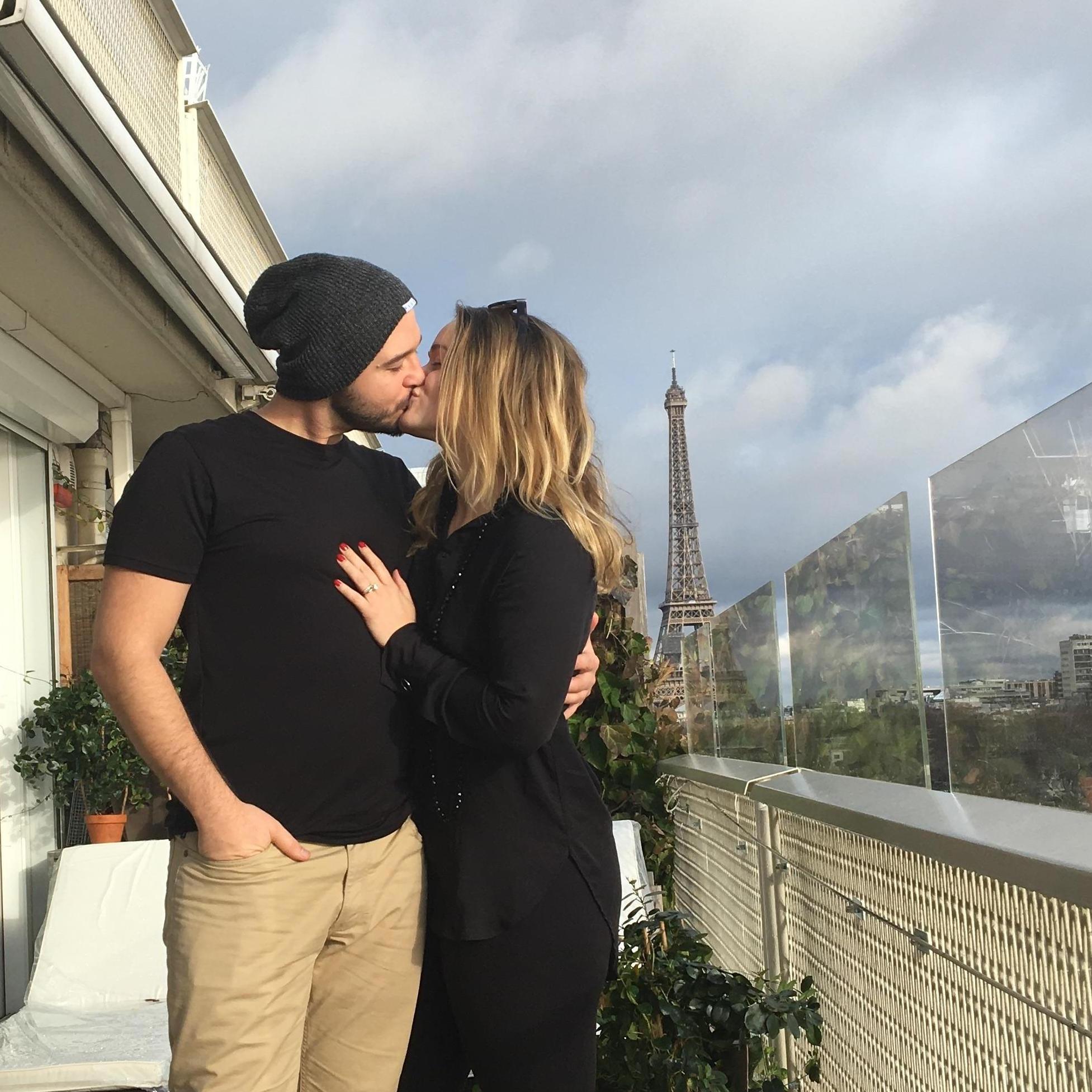 The morning after the proposal in our AirBNB. Mateo nailed it!